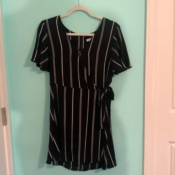 Xhilaration for Target | Dresses | Short Black Dress With White Stripes  Size Medium | Poshmark